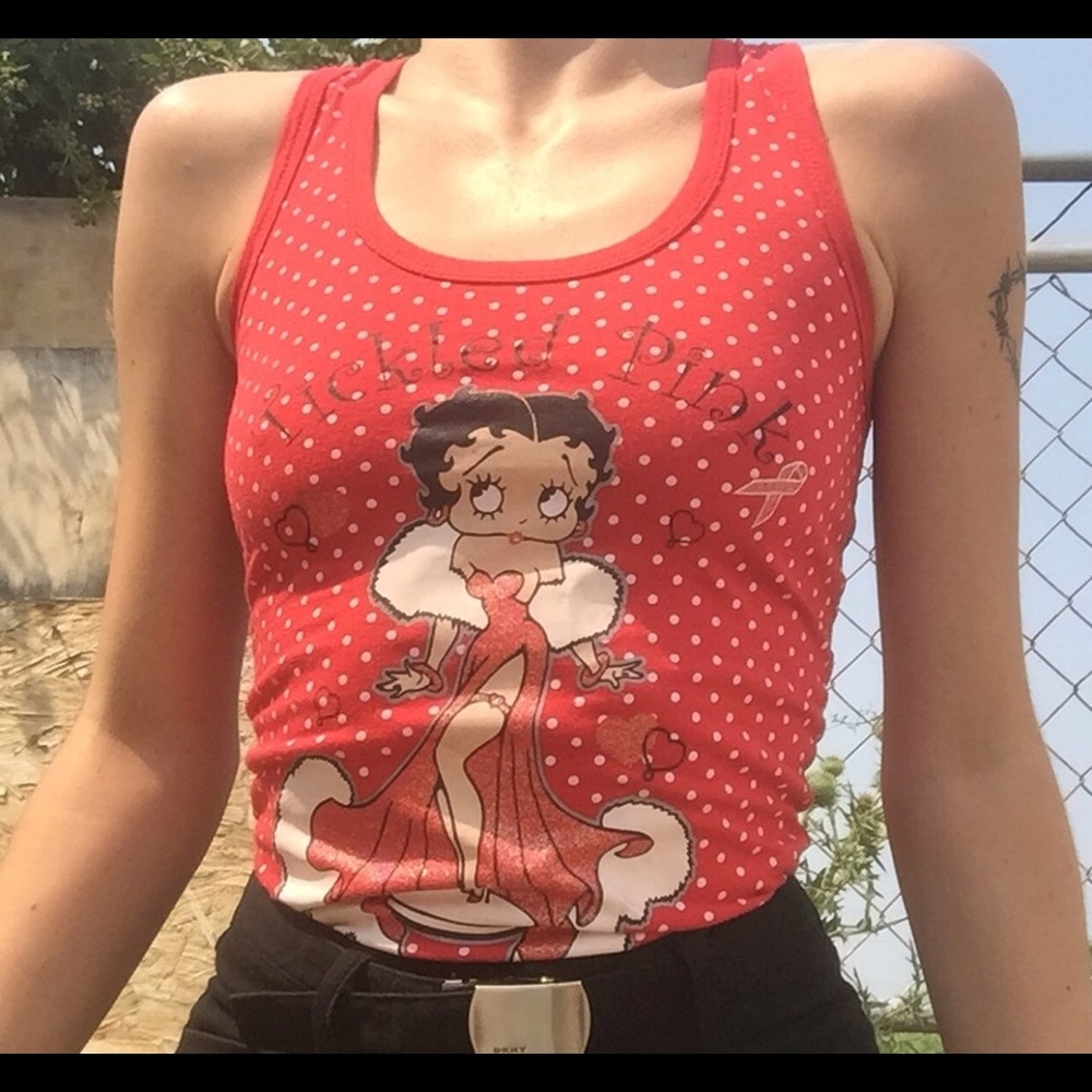 Rare*Betty Boop Brand Tickled Pink Racerback Tank